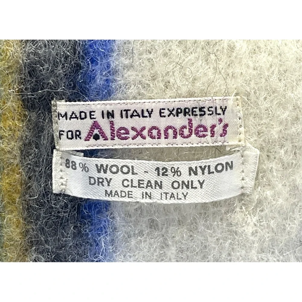 Alexander's Wool Scarf Made in Italy Dry Clean New W/ Tag 62